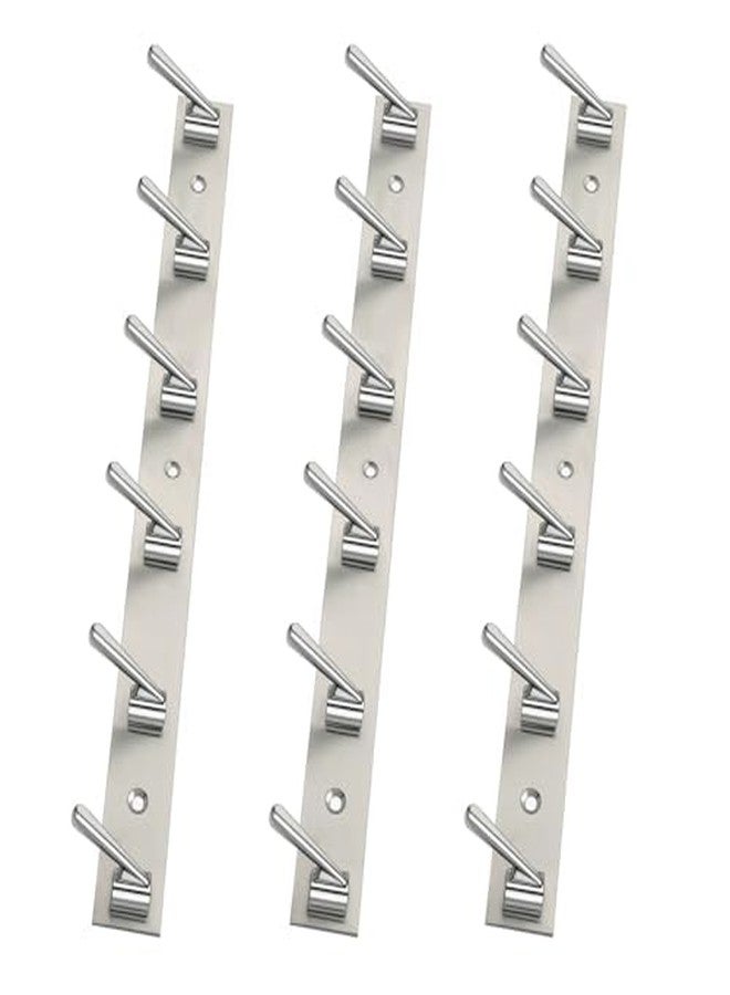 REDON Stainless Steel 6 Pin Bathroom Clothes Hanger | Hanger for Door | Clothes Wall Mounted,| Hooks Rail for Hanging Keys,Cloth,Towel, Accessories (Pack of 3) - Image 1